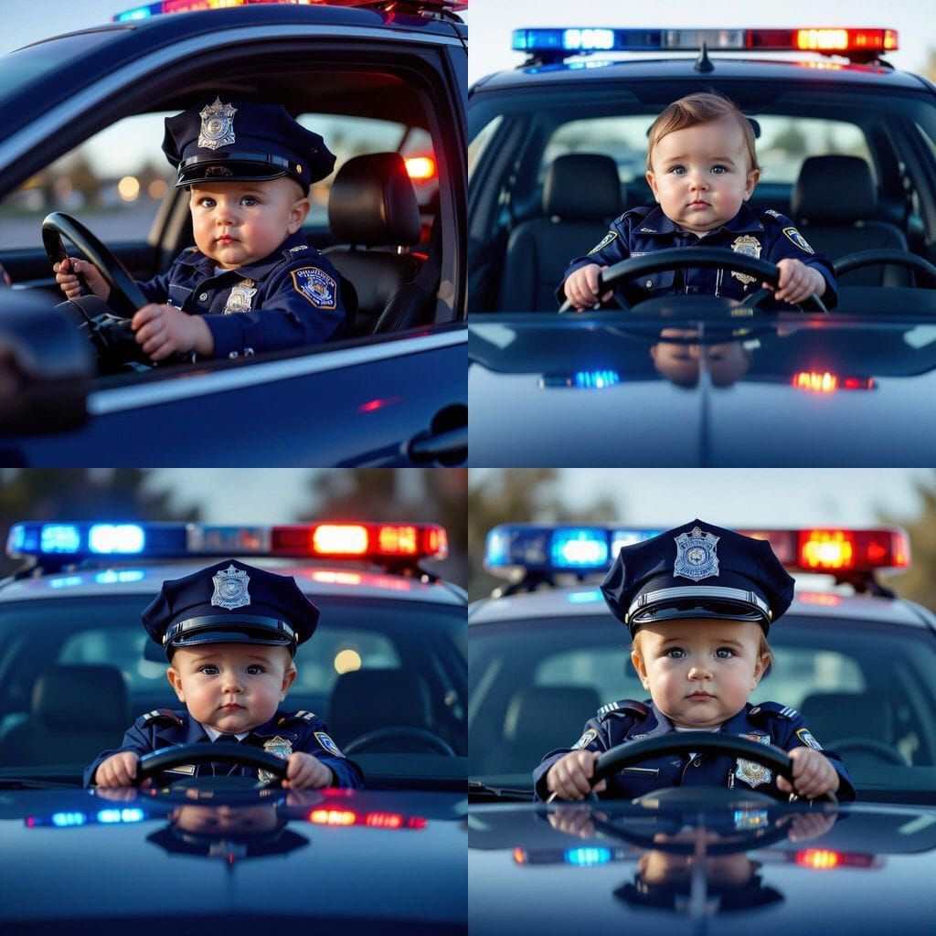 Adorable Baby Police Officer Drives Patrol Car