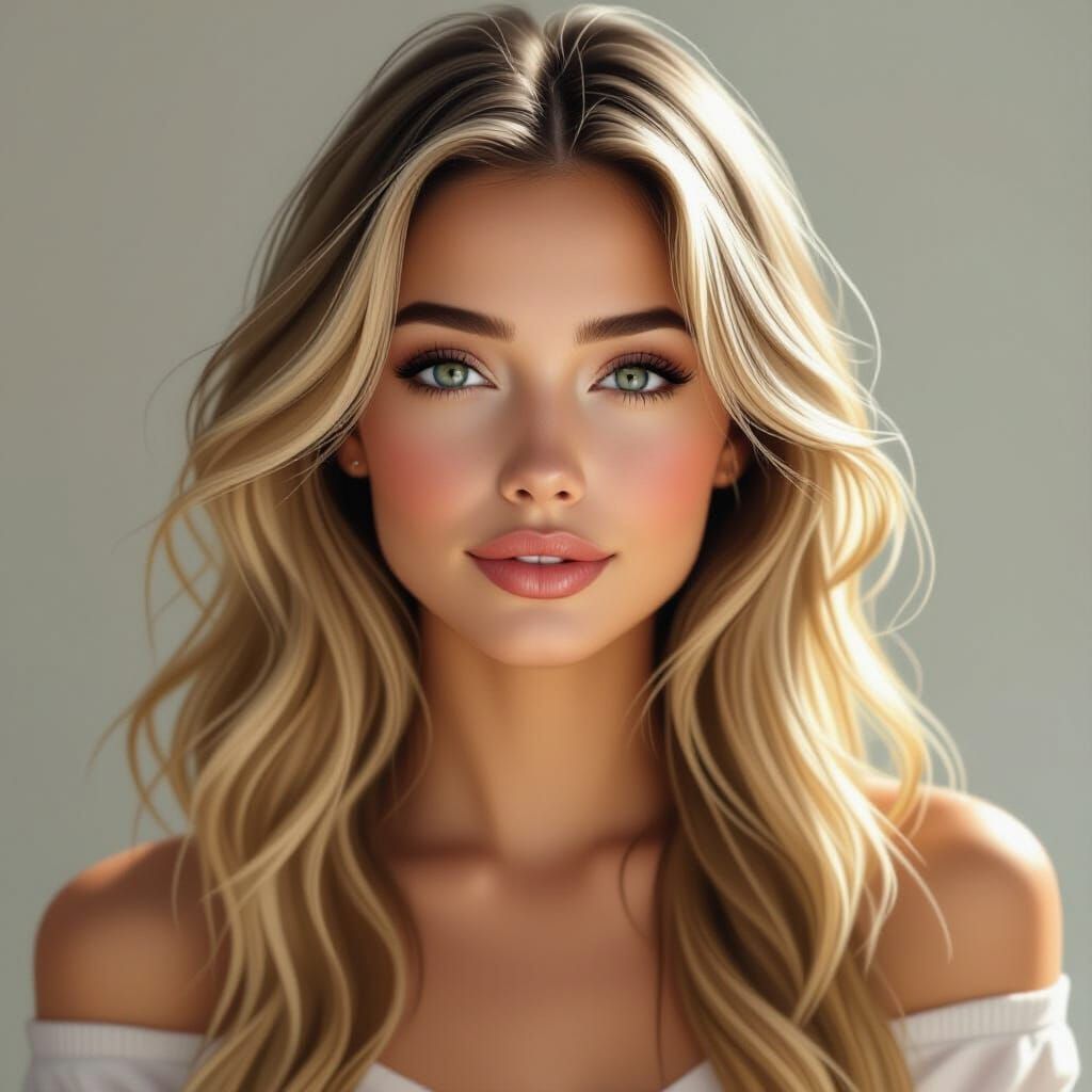 Naturally Beautiful Woman with Blonde Hair, Hyperrealism