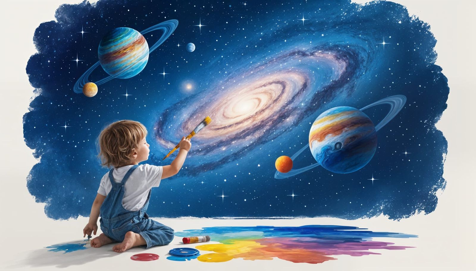 Child Paints Universe into Existence with Glowing Brushstrok...