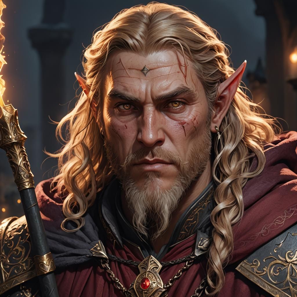 Half-Elf Sorcerer Portrait in Fantasy Style