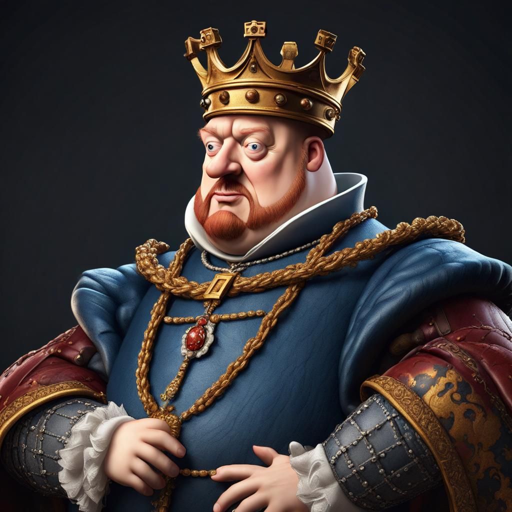 King Henry VIII Caricature in Detailed Matte Painting