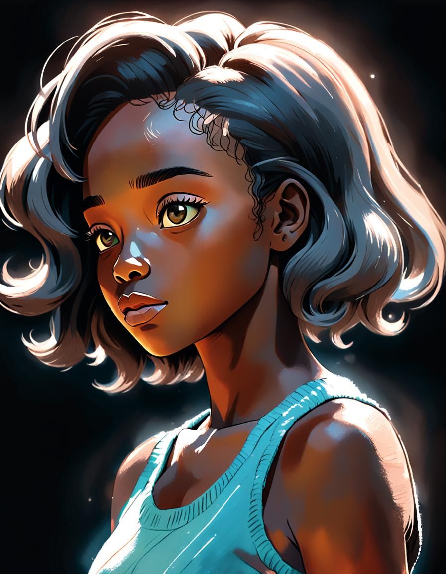 chalk pastel artwork of a beautiful ebony woman