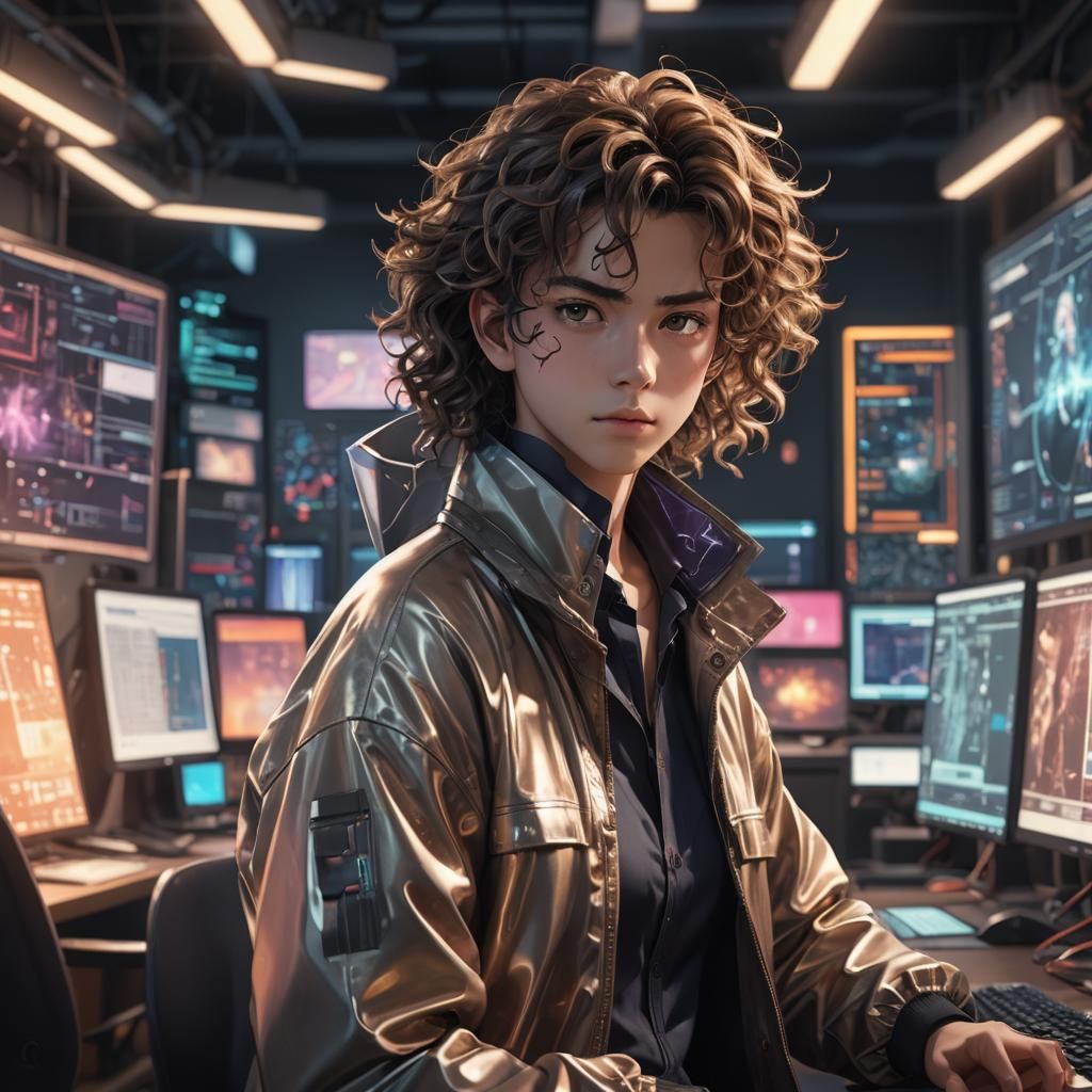 Anime Coder in Digital Painting Style, 8K