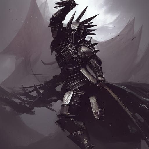 Sinister Samurai Warrior with Black Wings