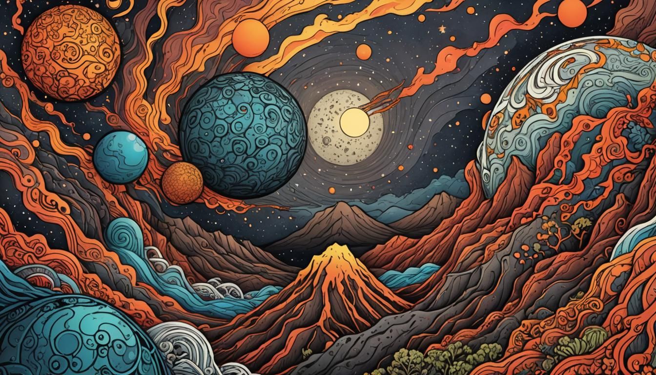 Exoplanet Travel Poster in Zentangle Style