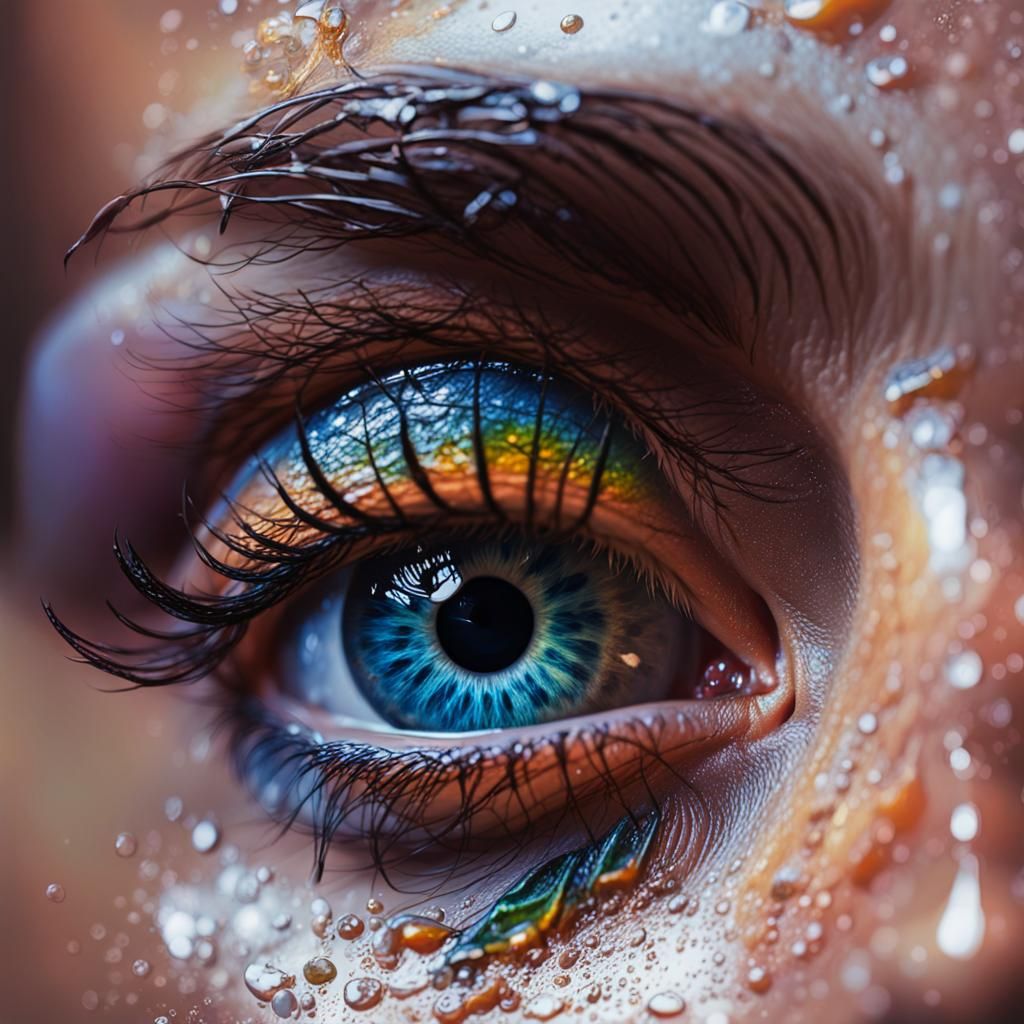 Hyperrealistic Bleeding Eye Splash Art