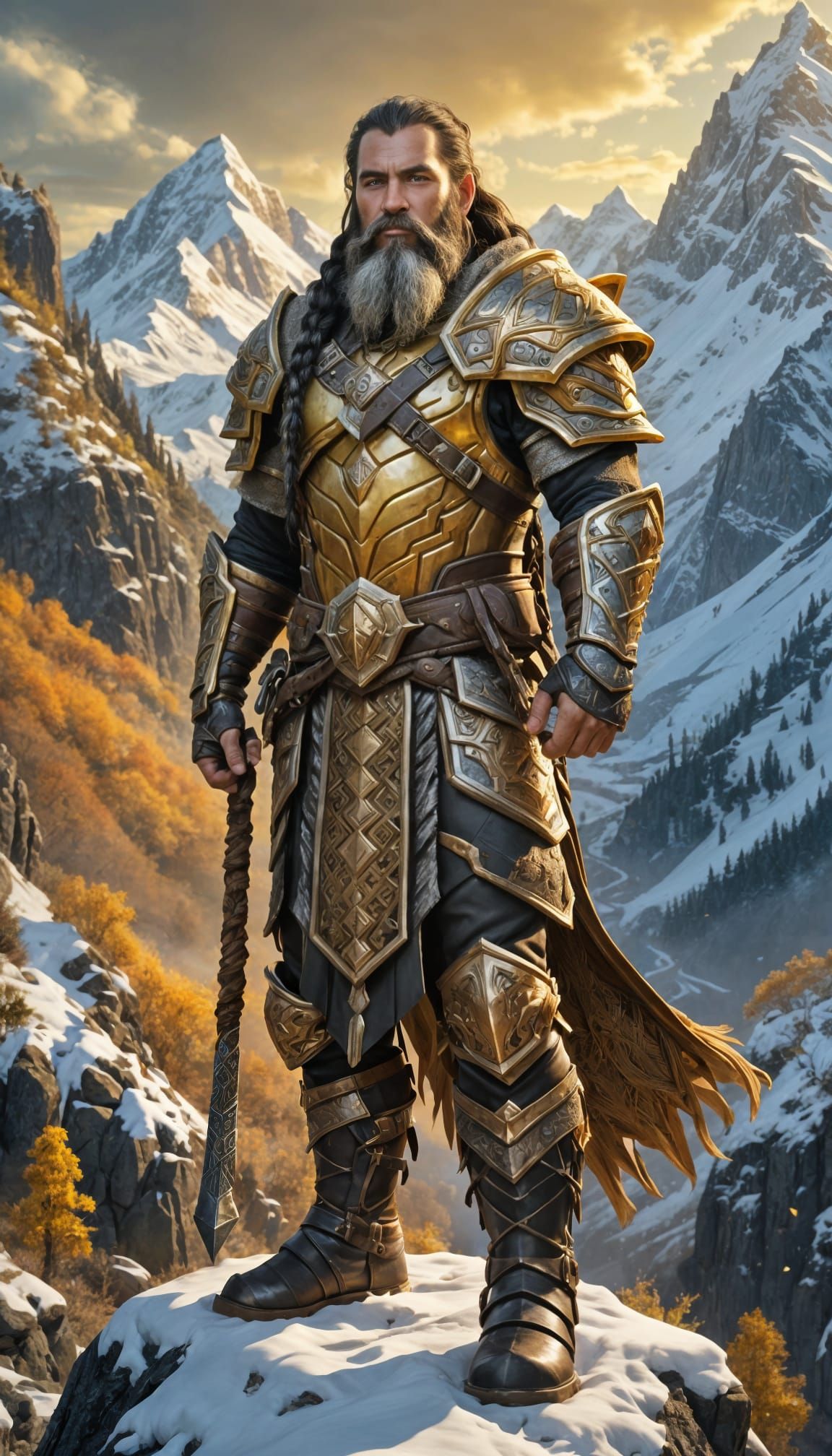 Epic Dwarven Warrior in Warcraft Style Armor