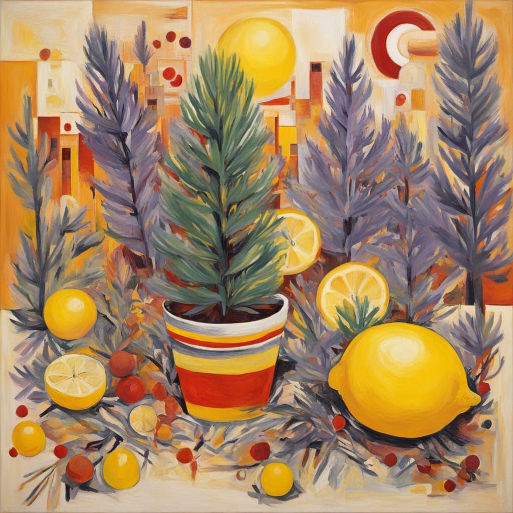 Surreal Abstract Painting with Bauhaus and Fauvism Influence...