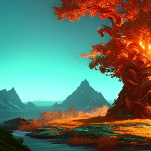 Hyperdetailed Glitzerbaum Concept Art in 8k