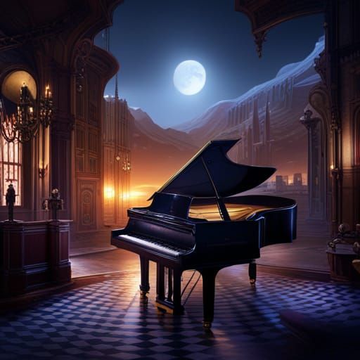 Detailed Piano Player Fantasy Concept Art