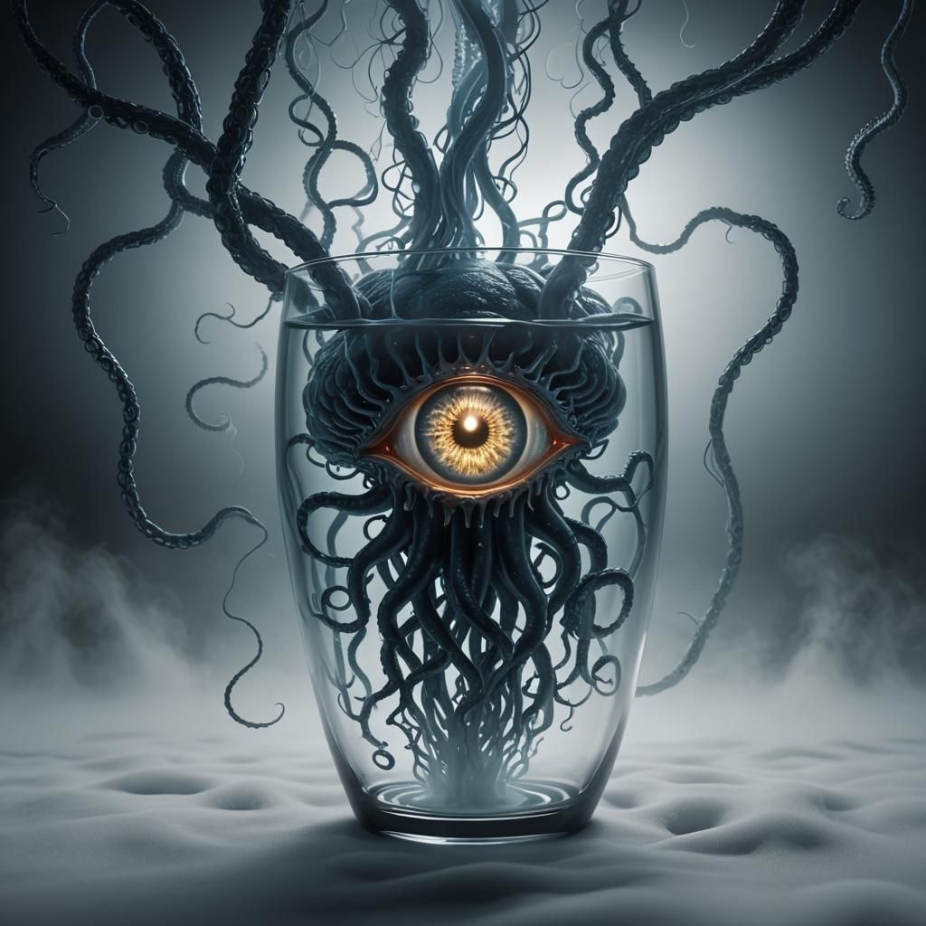 Dark Fantasy Tentacle Grips Optical Illusion: 3D Render