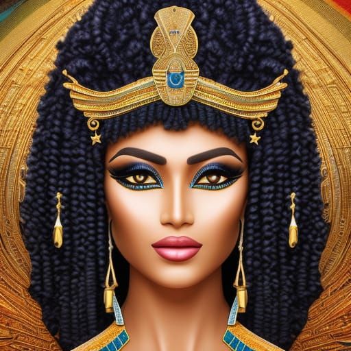 Detailed Cleopatra in Ancient Egypt Galaxy Scene