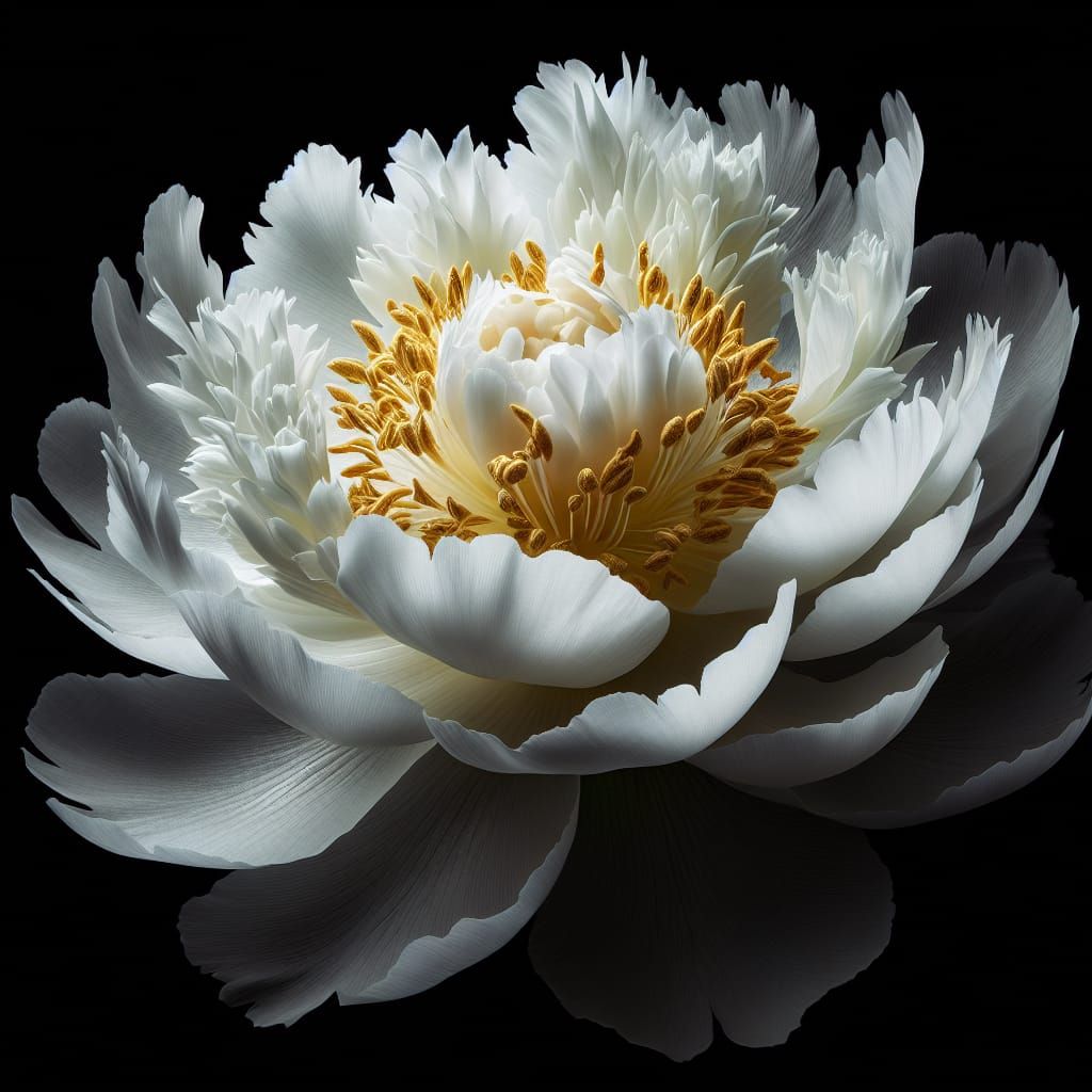 Macro Image of a White Peony in Bloom