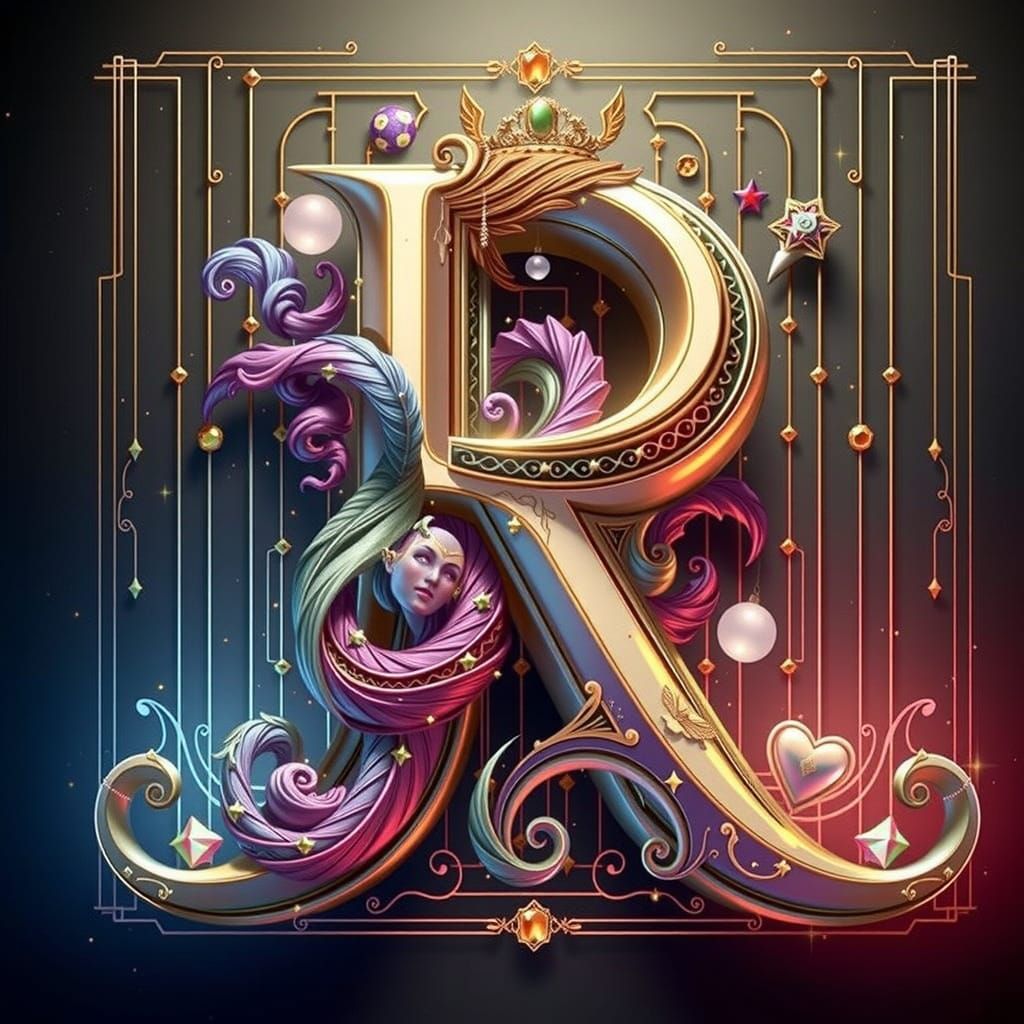 Letter R Logo with Young Woman for Dating Site