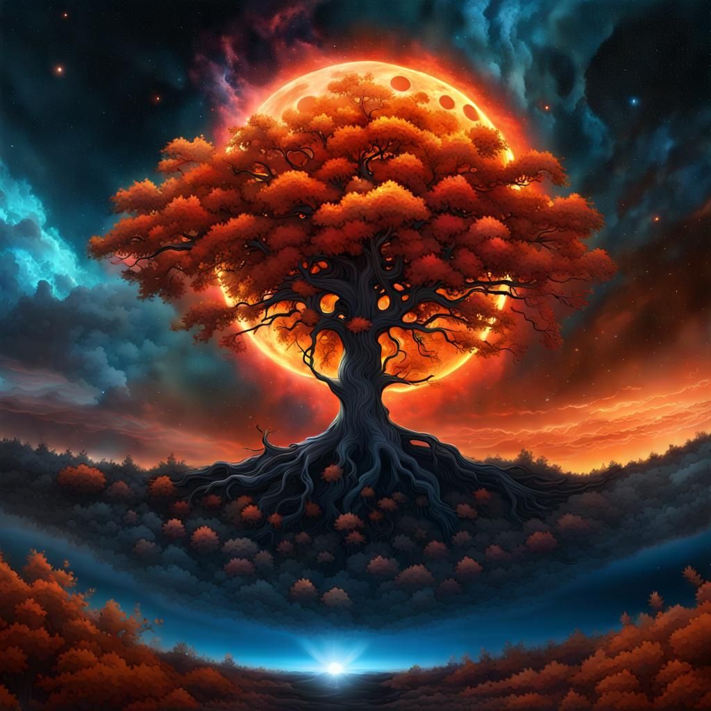 Magical Tree of Nebula Clouds
