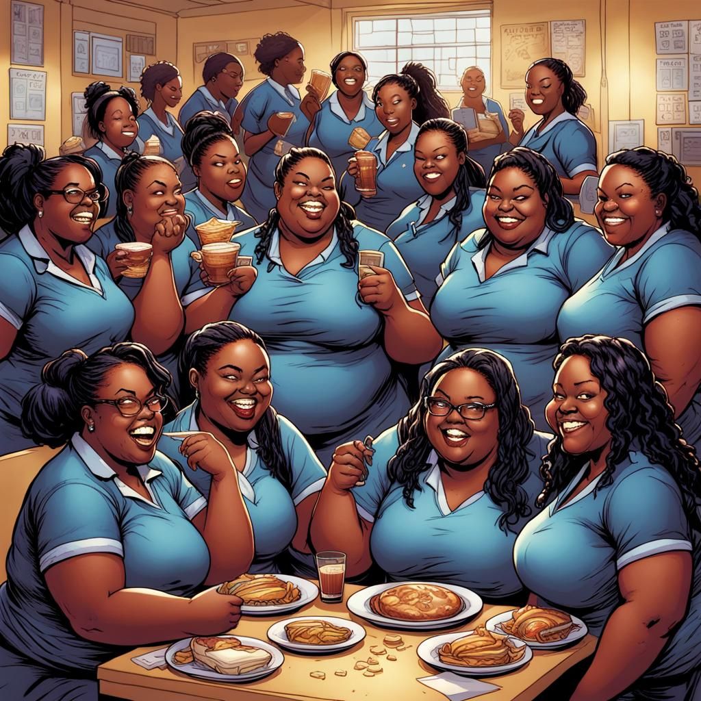 Happy Black Schoolgirls in Comic Book Style