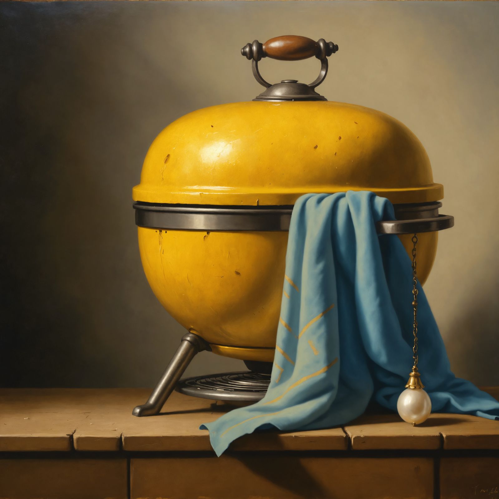 Barbecue Grill with Pearl Earring, Dutch Masters Style