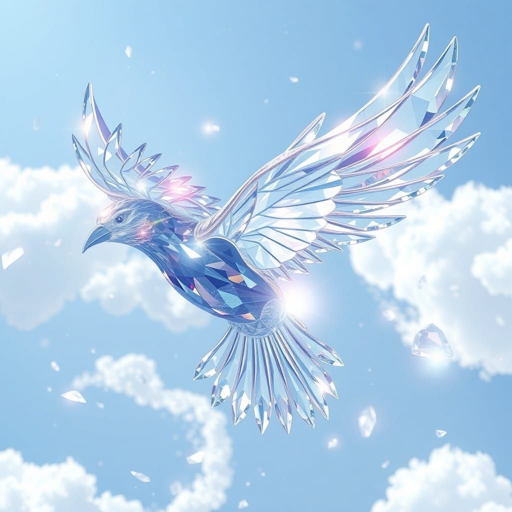 Crystal Bird Soars Through Glass Sky