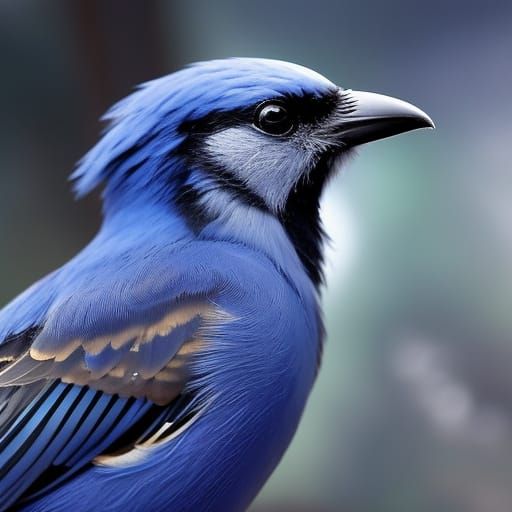 Blue Jay in Winter: Detailed Digital Matte Painting