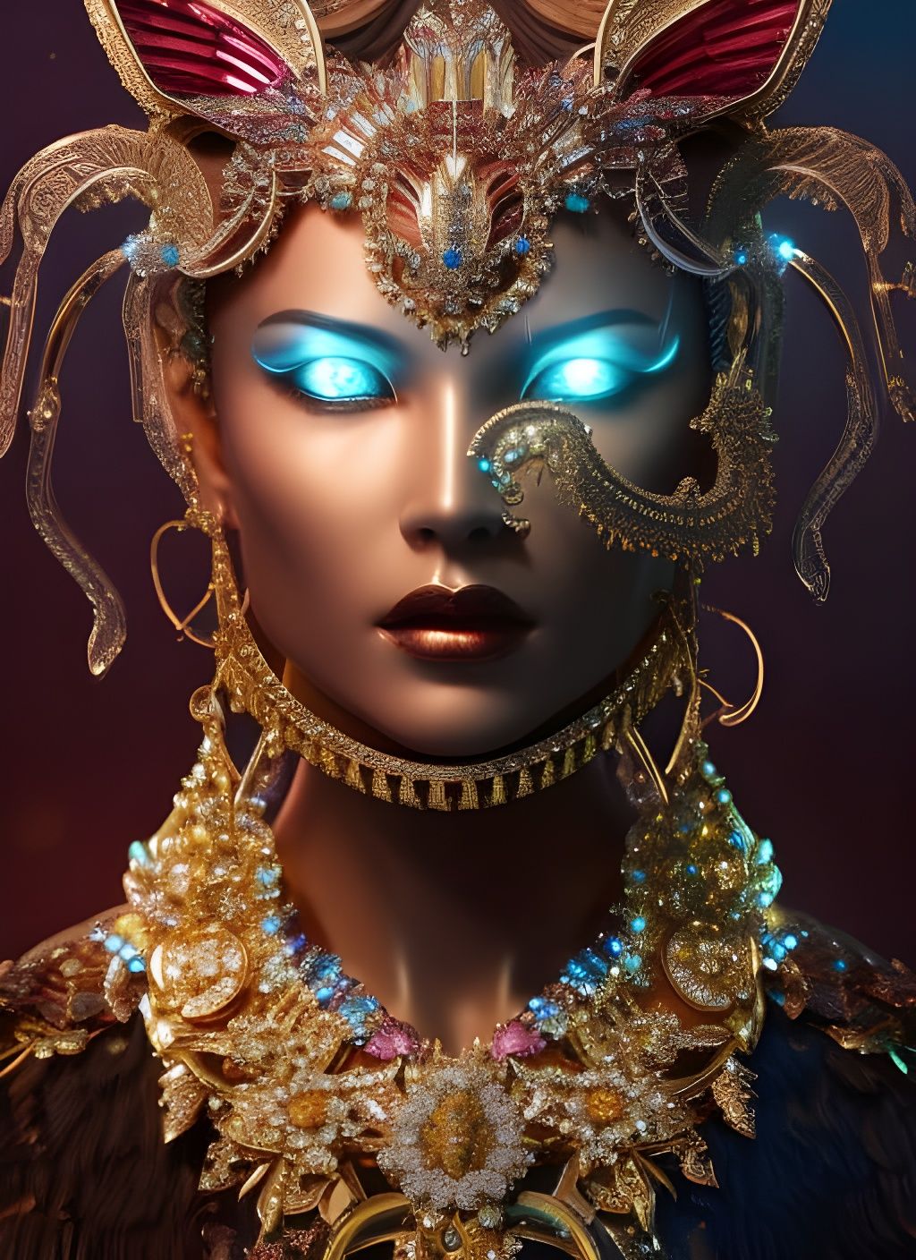 Glowing Diamond Easter Bunny Wizard Sculpture