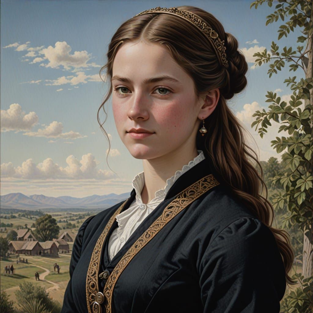 Young Victorian American Woman in Photorealistic Portrait