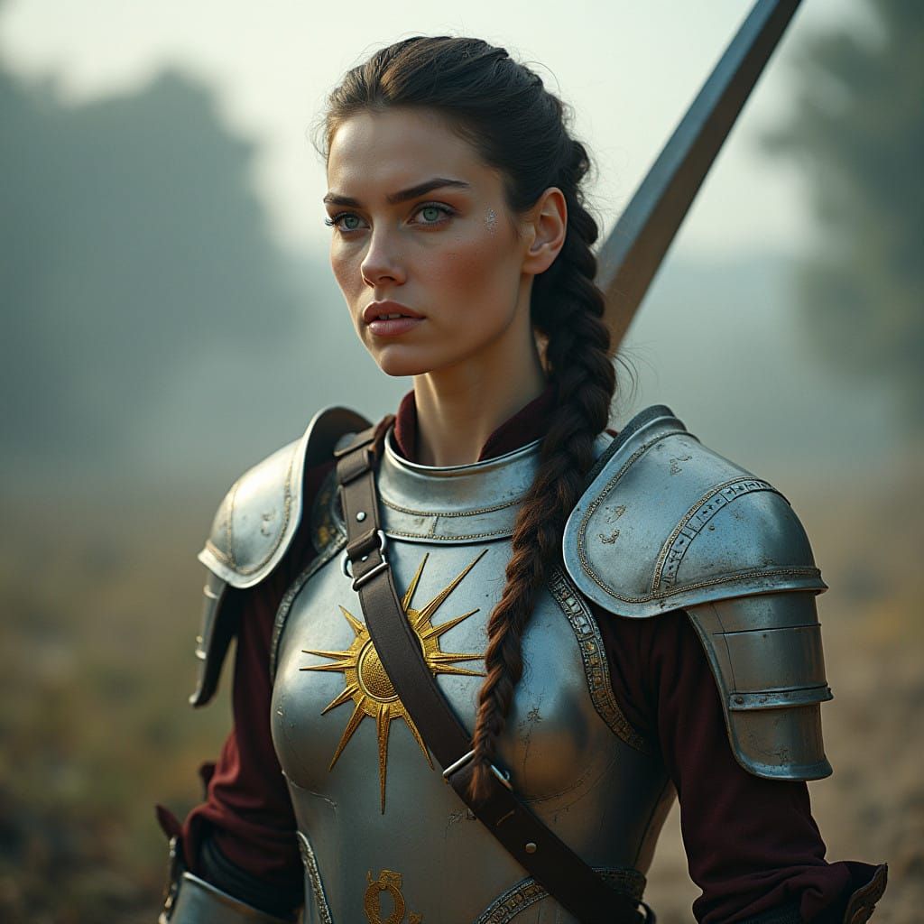 Strong Warrior Woman in Plate Armor