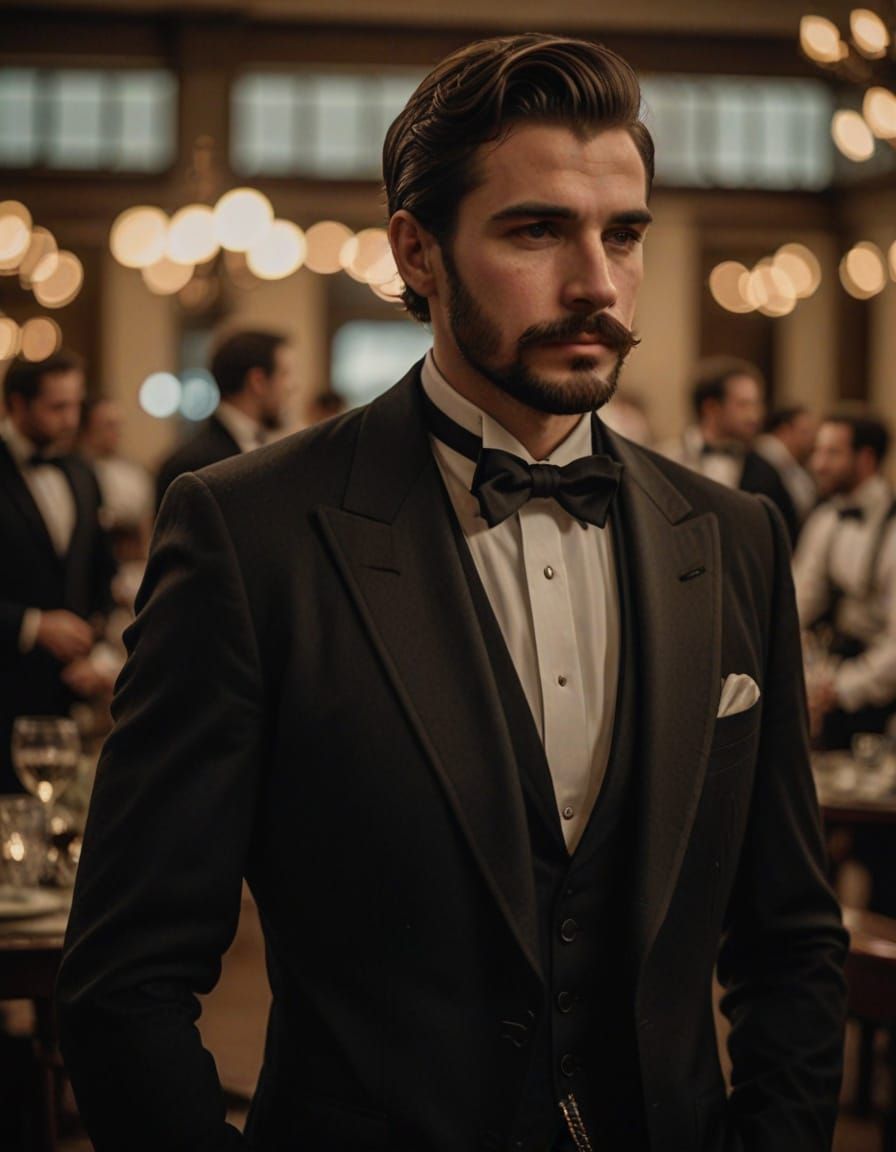 Gentleman in 1800s Era Tuxedo, Captured in Professional Phot...