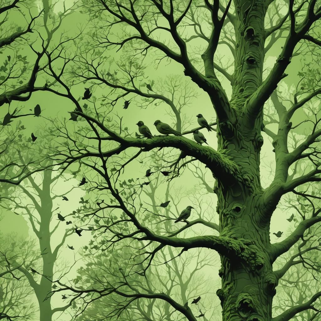 Green Monochromatic Tree with Wildlife