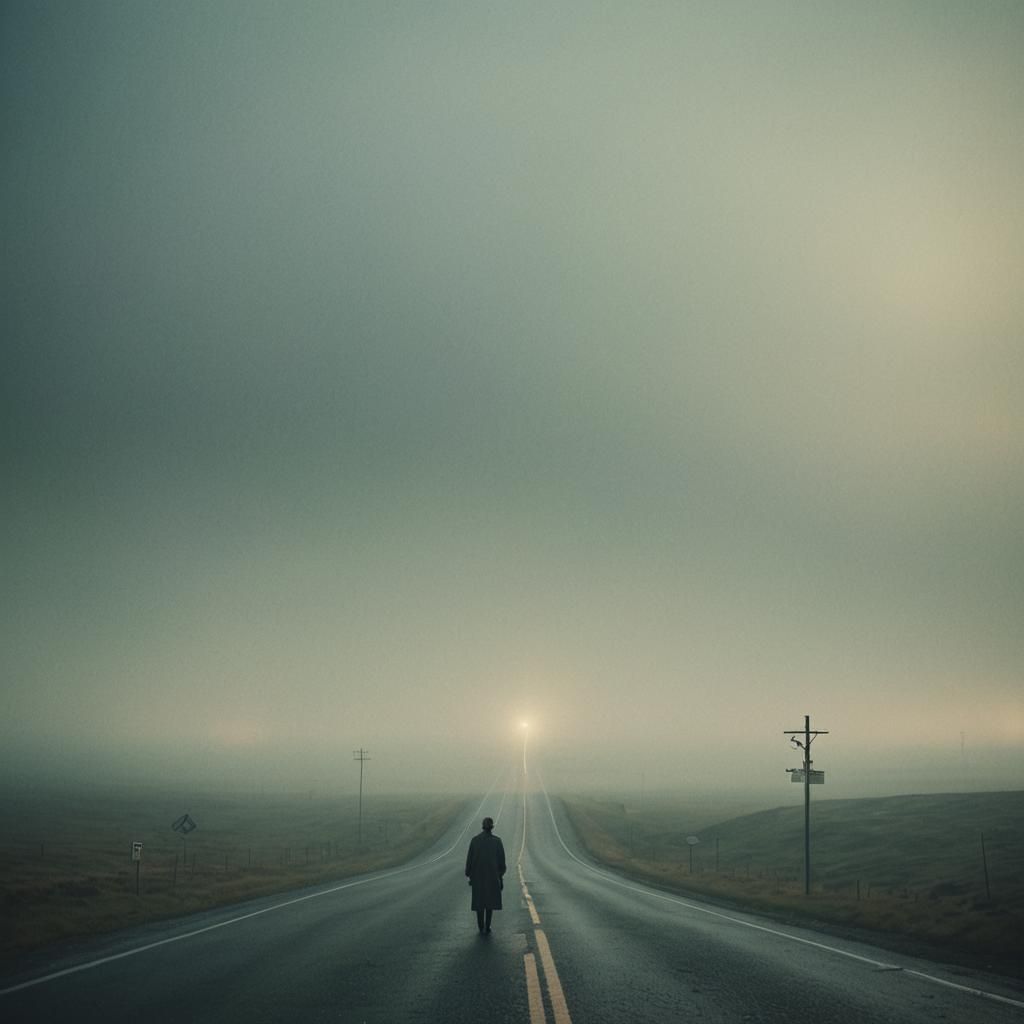 Surreal Crossroads of Infinite Roads in Fog