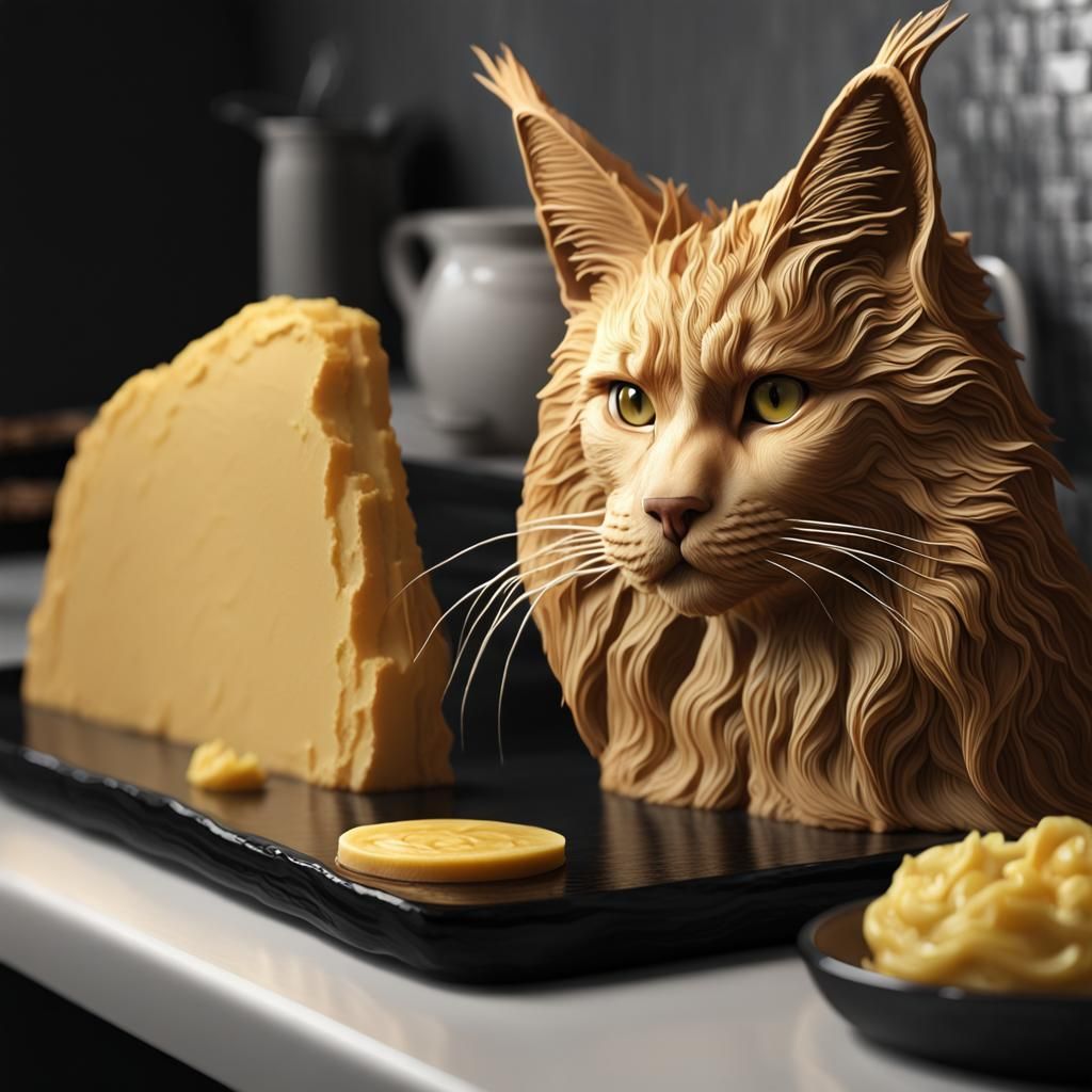 MaineCoon Cat Butter carving
