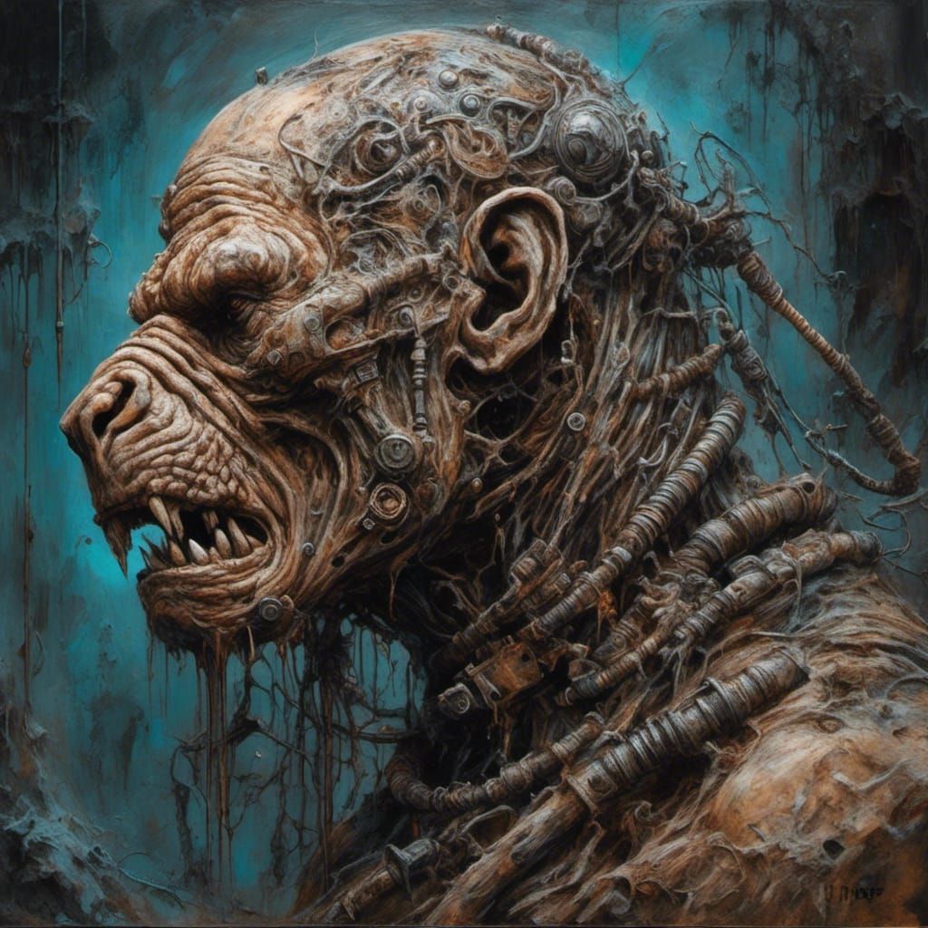 Wrinkled Man: a Post-Apocalyptic Acrylic Painting