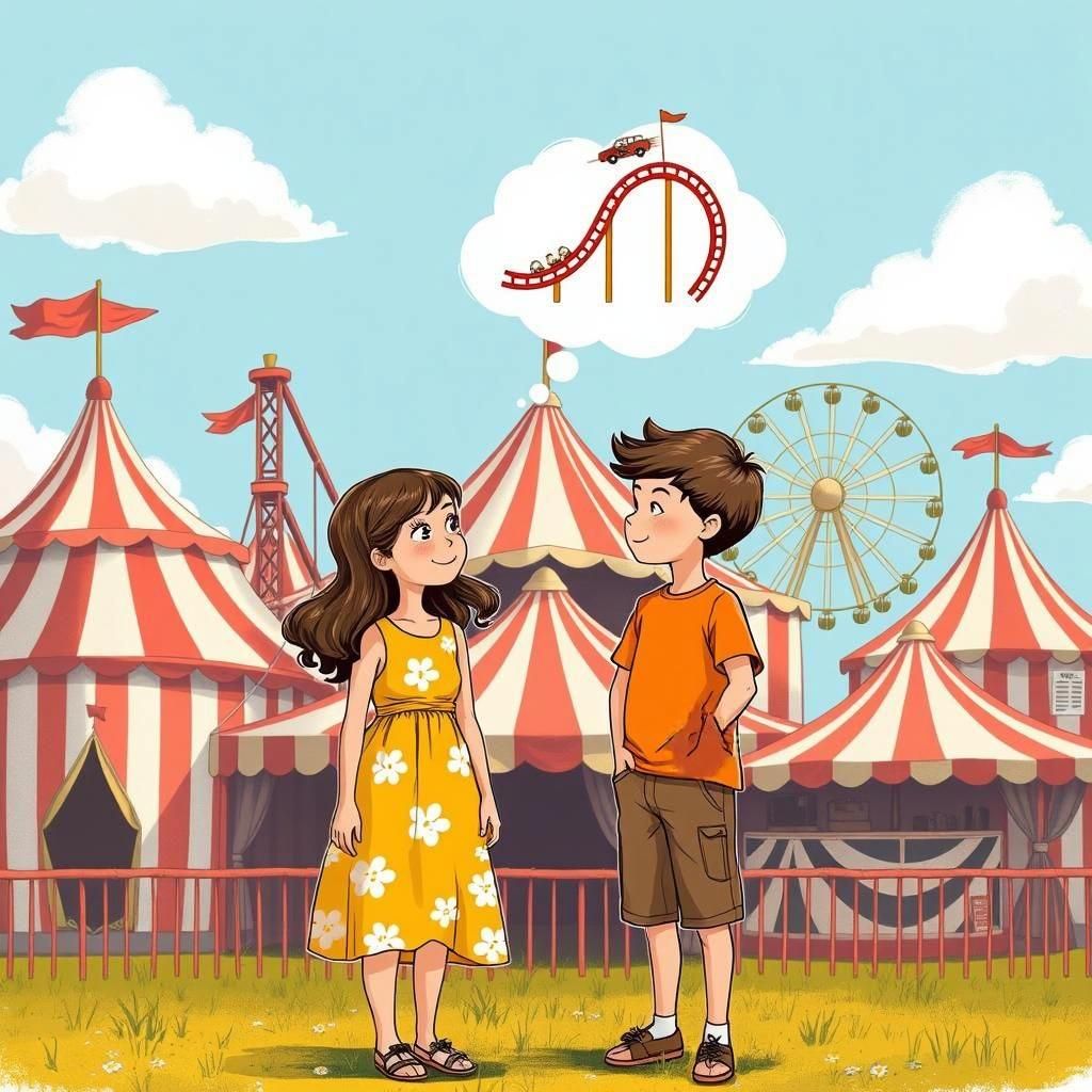 Boy and Girl at Circus Imagine Rollercoaster Ride