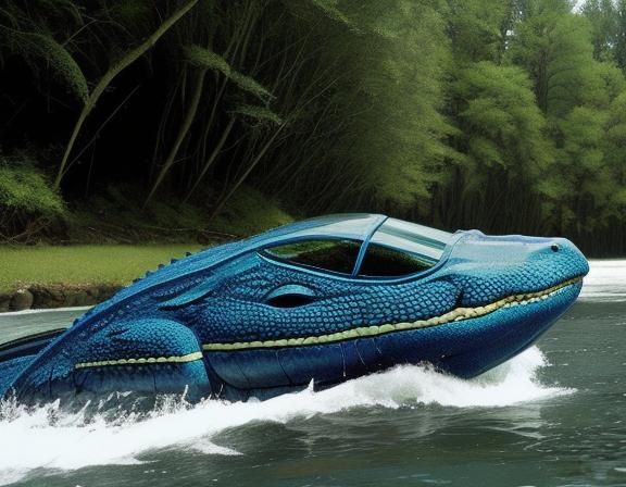 Surreal Alligators Aquaplaning in Desolate Lands
