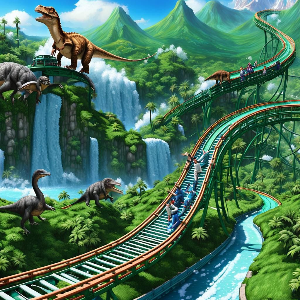 Dinosaur Theme Park with Prehistoric Roller Coasters