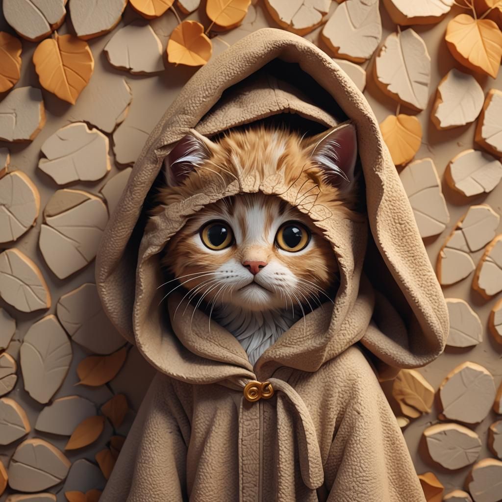 Adorable Kitten in Cloak: 3D Animation