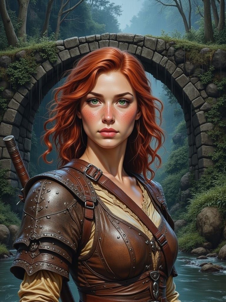 Dashing Warrior Under Ancient Bridge