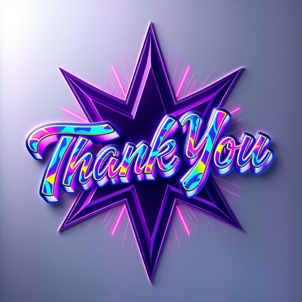 Neon Graffiti "Thank You" in Chrome 3D