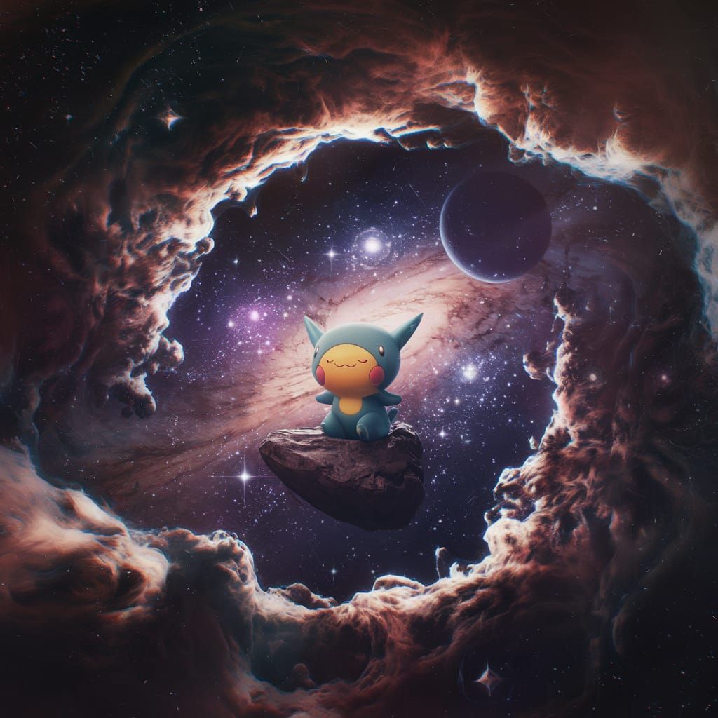 Pokémon in Outer Space Nebula