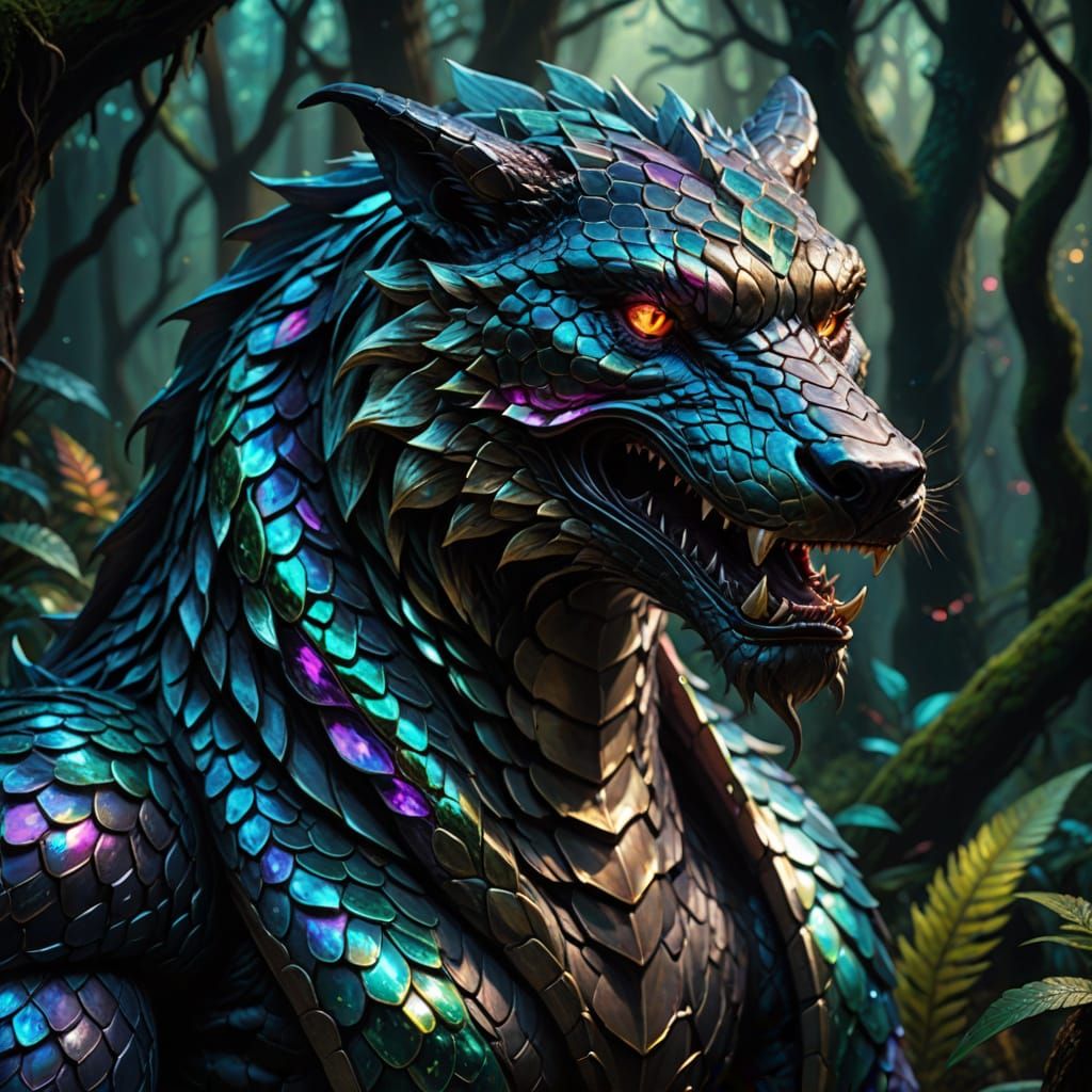 Bismuth Scaled Snake Werewolf Concept Art