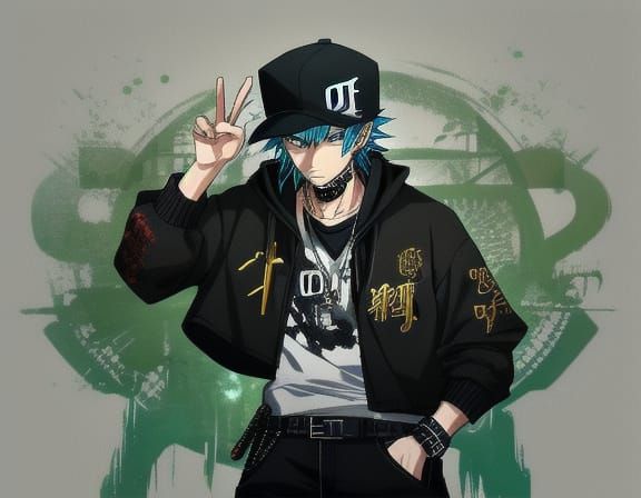 Gangster Teen Anime Boy in Hip Hop Style