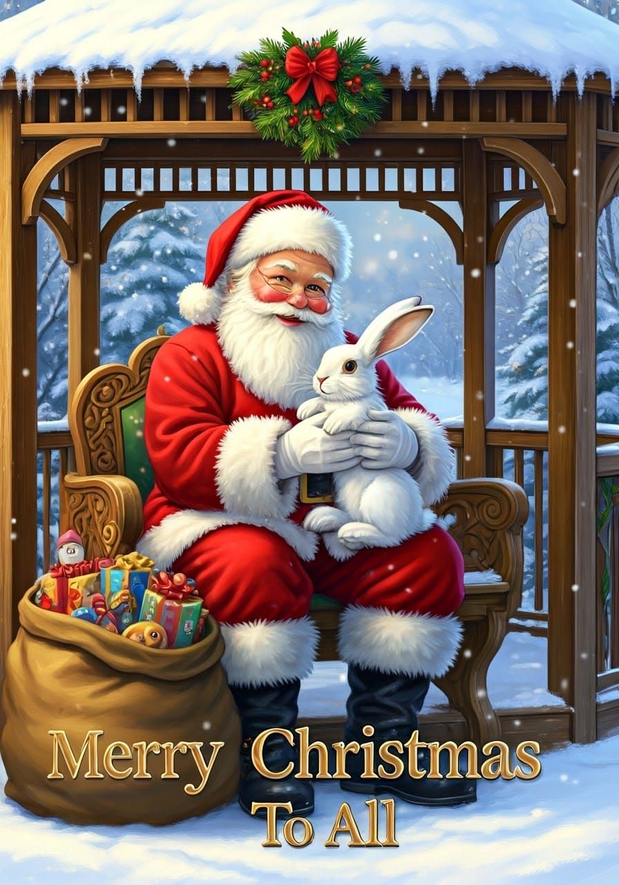 Jolly Santa Claus Surrounded by Winter Wonderland