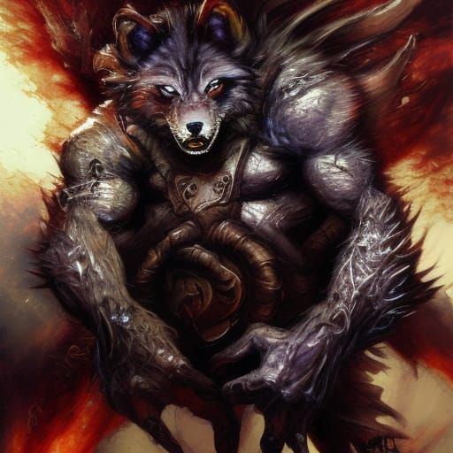 Epic Werewolf Army in Hyperrealistic Splash Art Style