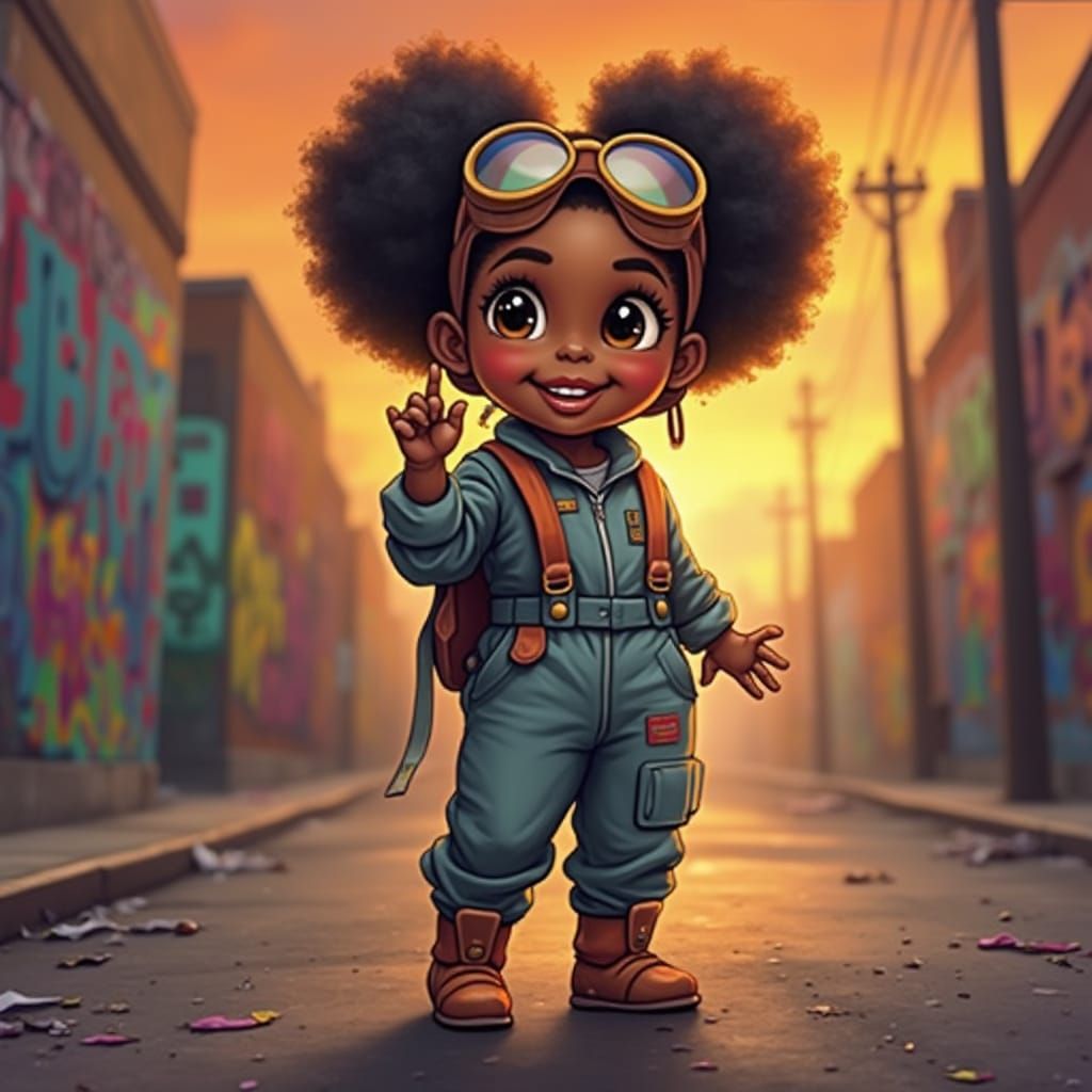 Young Black Girl Inspires as Bessie Coleman in Vibrant Stree...