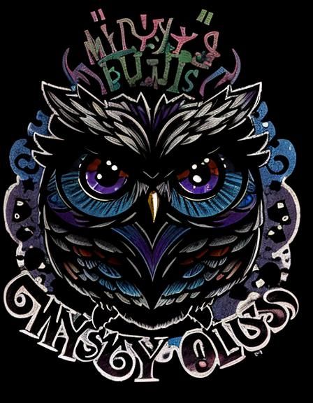 Mystical Owl in Purple, Blue, and Pink Hues