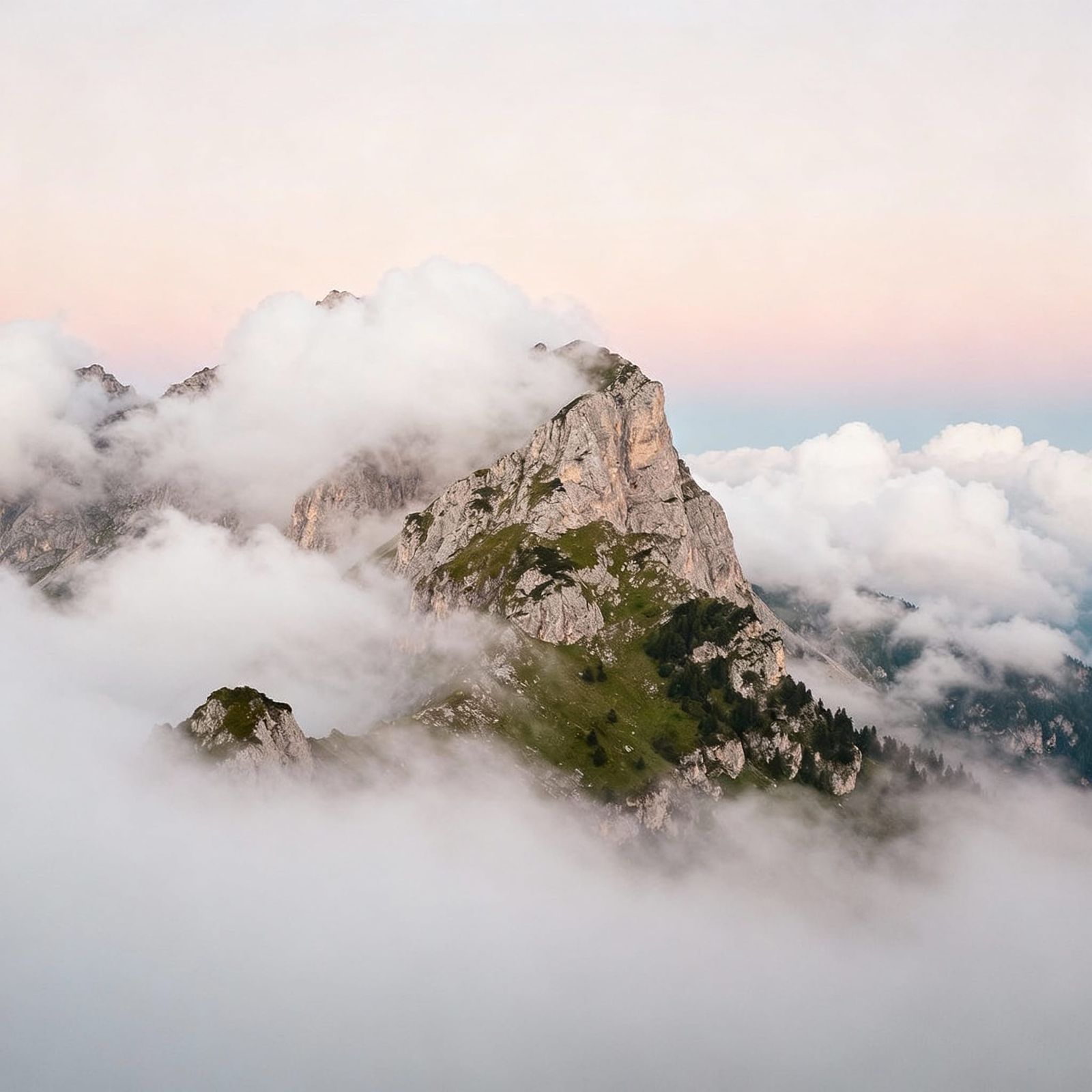 Mountain Landscape Amidst Clouds