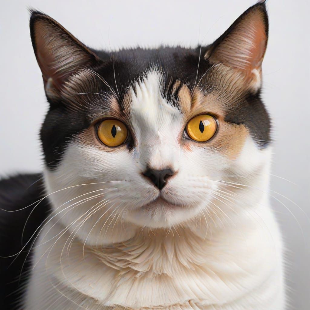 Bi-Color Cat Portrait with Amber Eyes