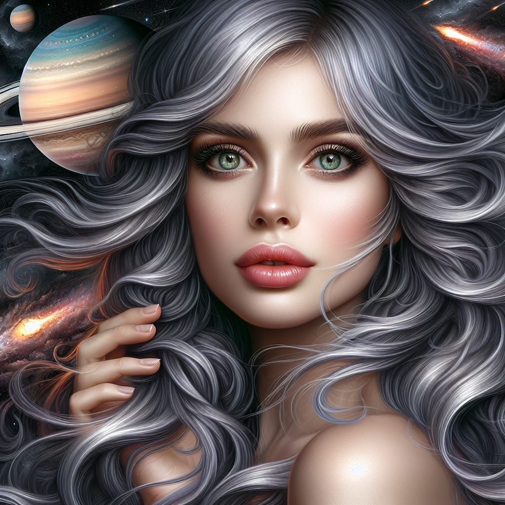 Cosmic Beauty: Woman in a Fantastical Matte Painting