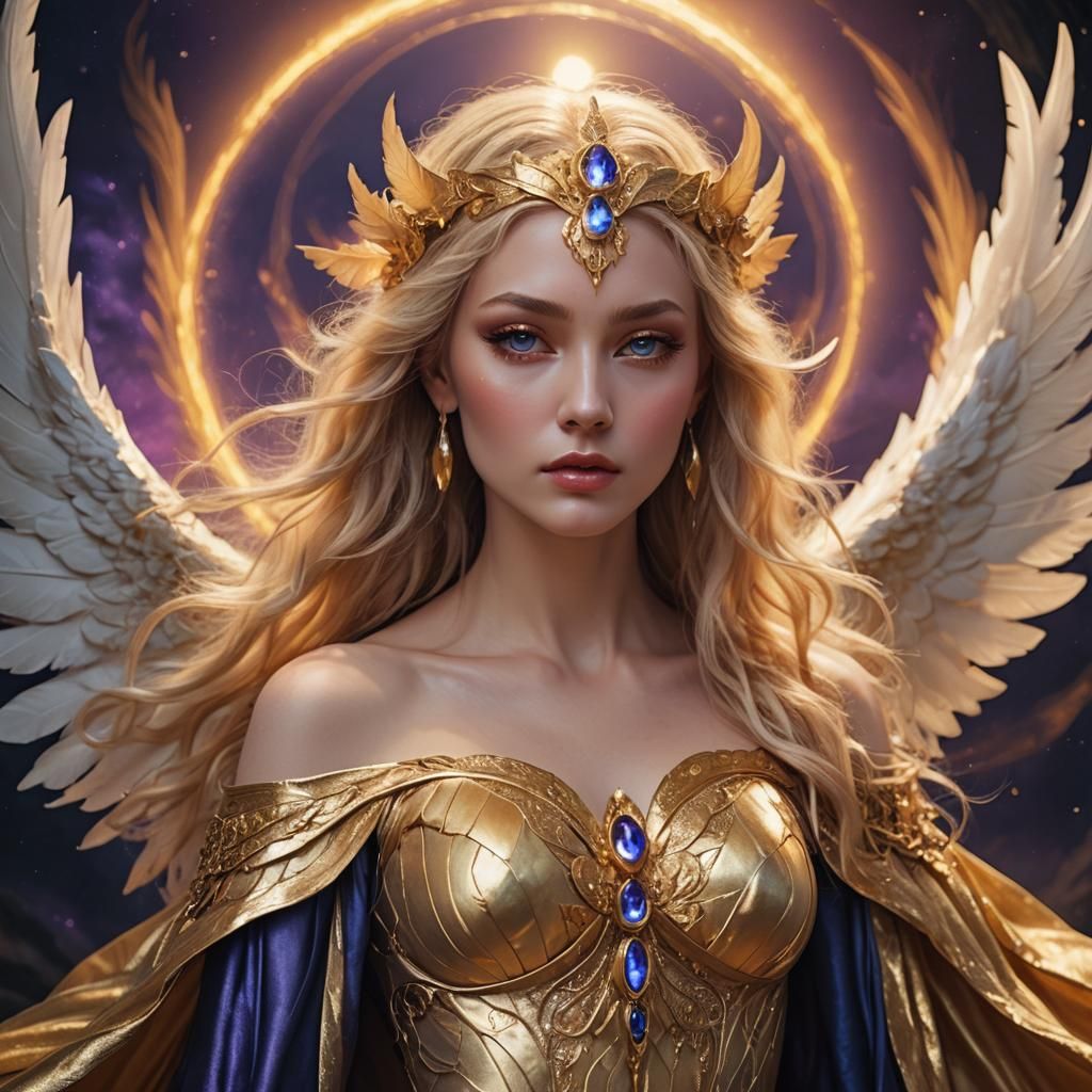 Winged Goddess Radiating Golden Light