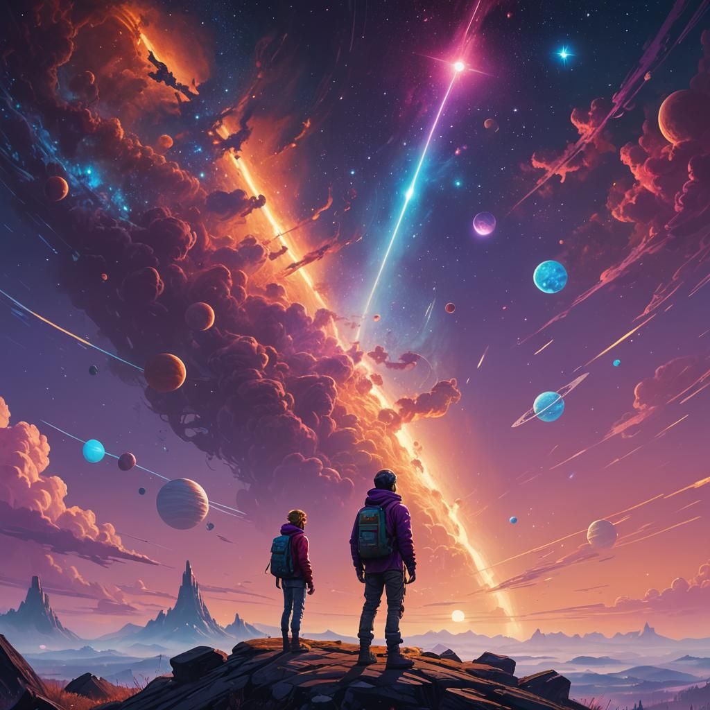 Cosmic Fantasy Art: Person at Galaxy's Edge