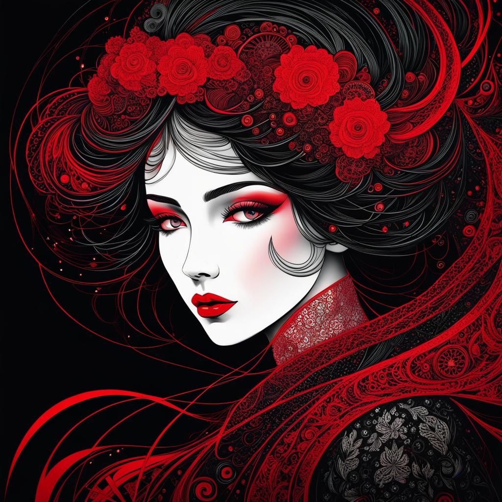 Line art Ink portrait